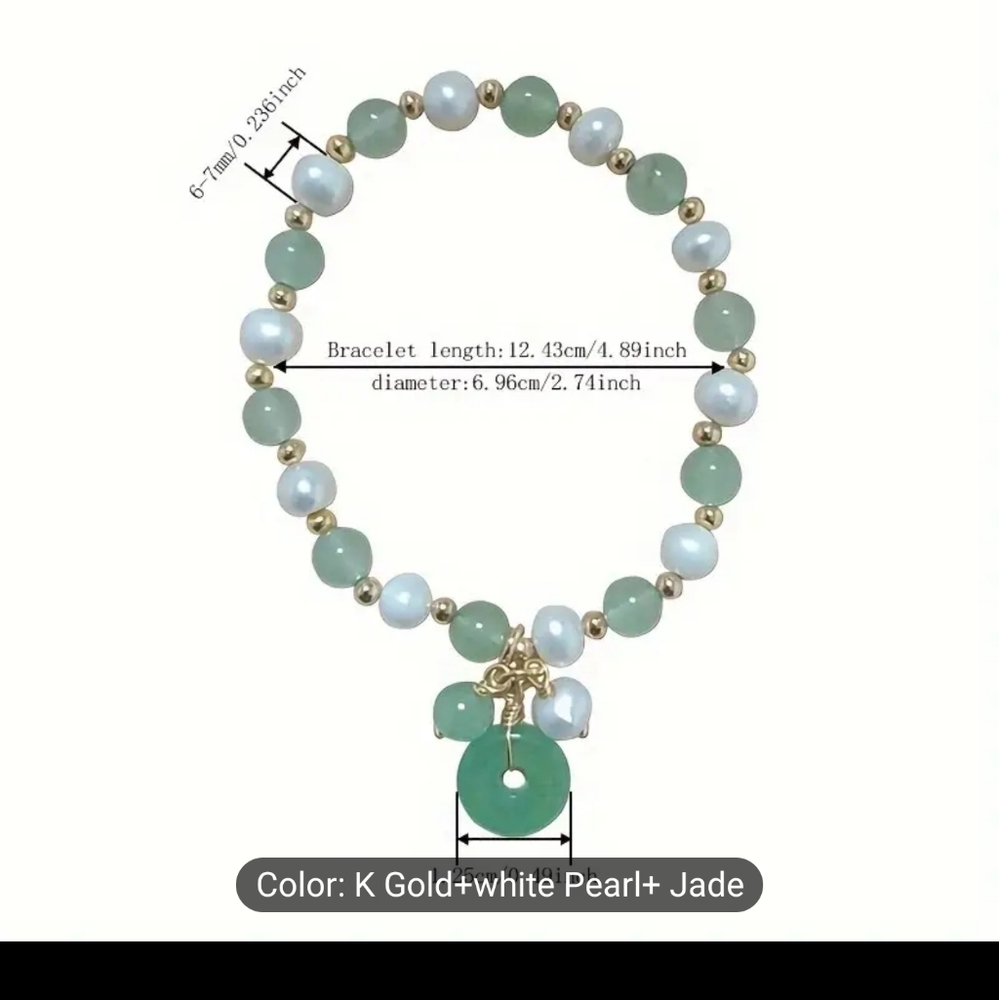 💚💚HOST PICK💚💚 STUNNING!! Jade and Freshwater Pearl Bracelet with GOLD Beadin - Picture 7 of 16